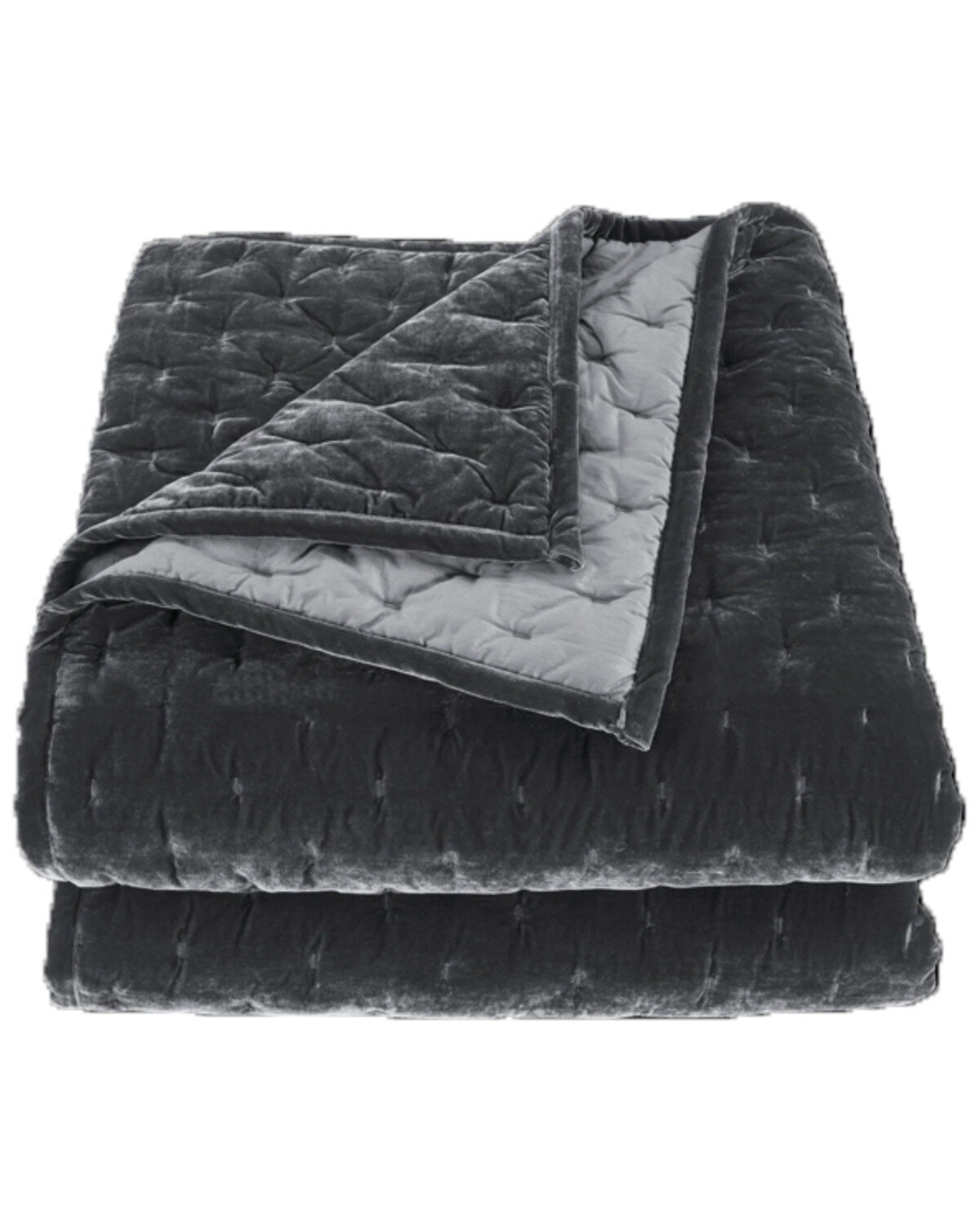HiEnd Accents Slate Stella Faux Silk Velvet 3-Piece Queen Quilt Set