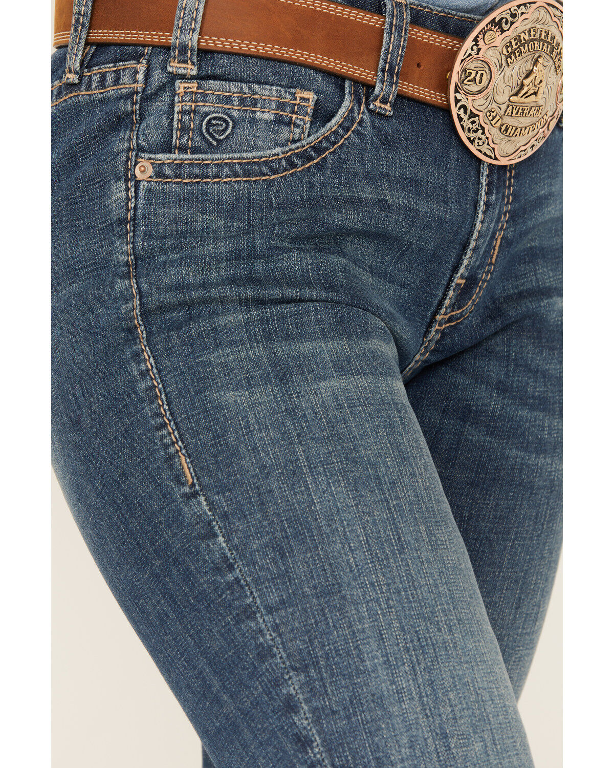 Panhandle Women's Medium Wash Mid Rise Stretch Riding Bootcut Jeans