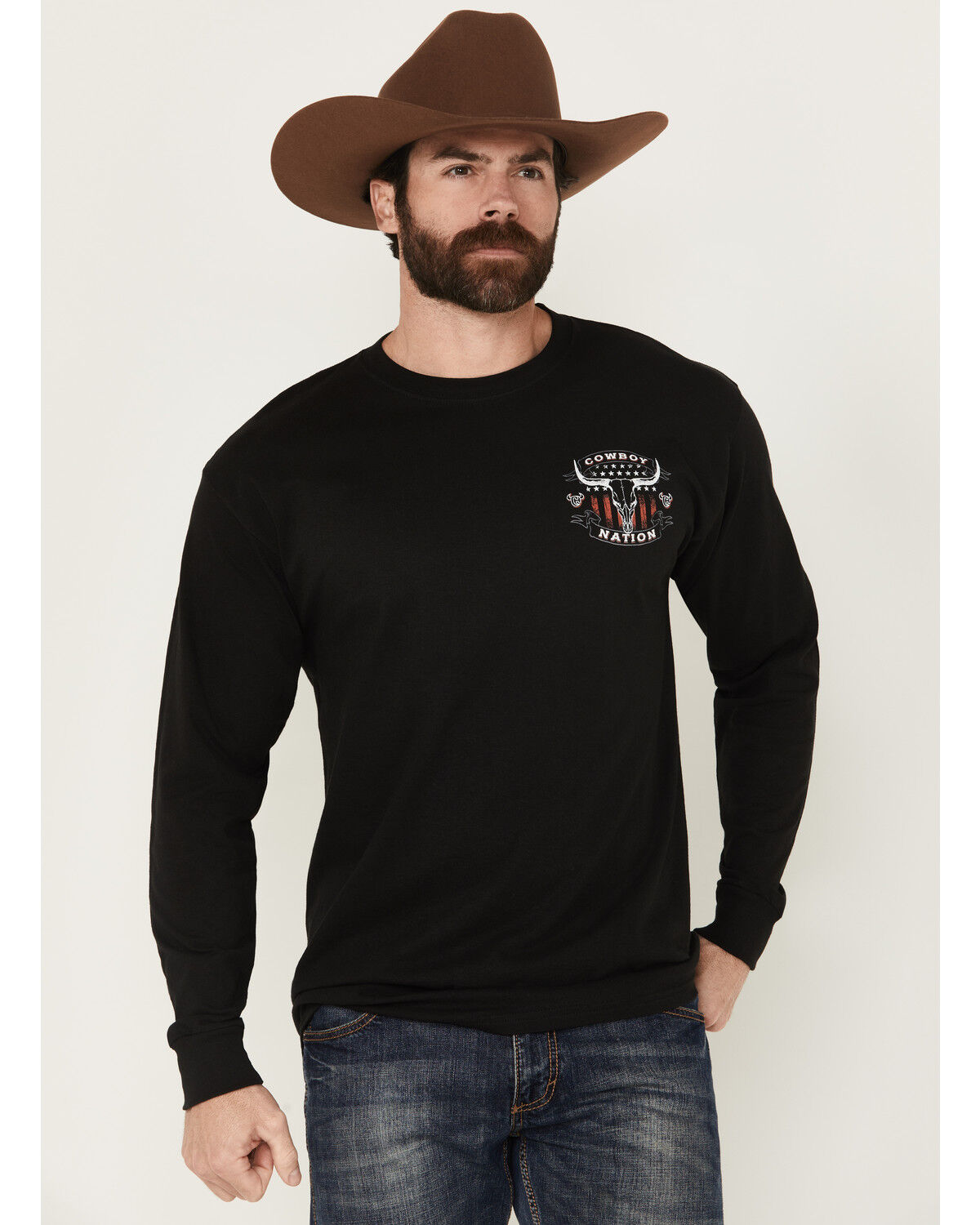 Cowboy Hardware Men's Cowboy Nation Steerhead Long Sleeve Graphic T-Shirt