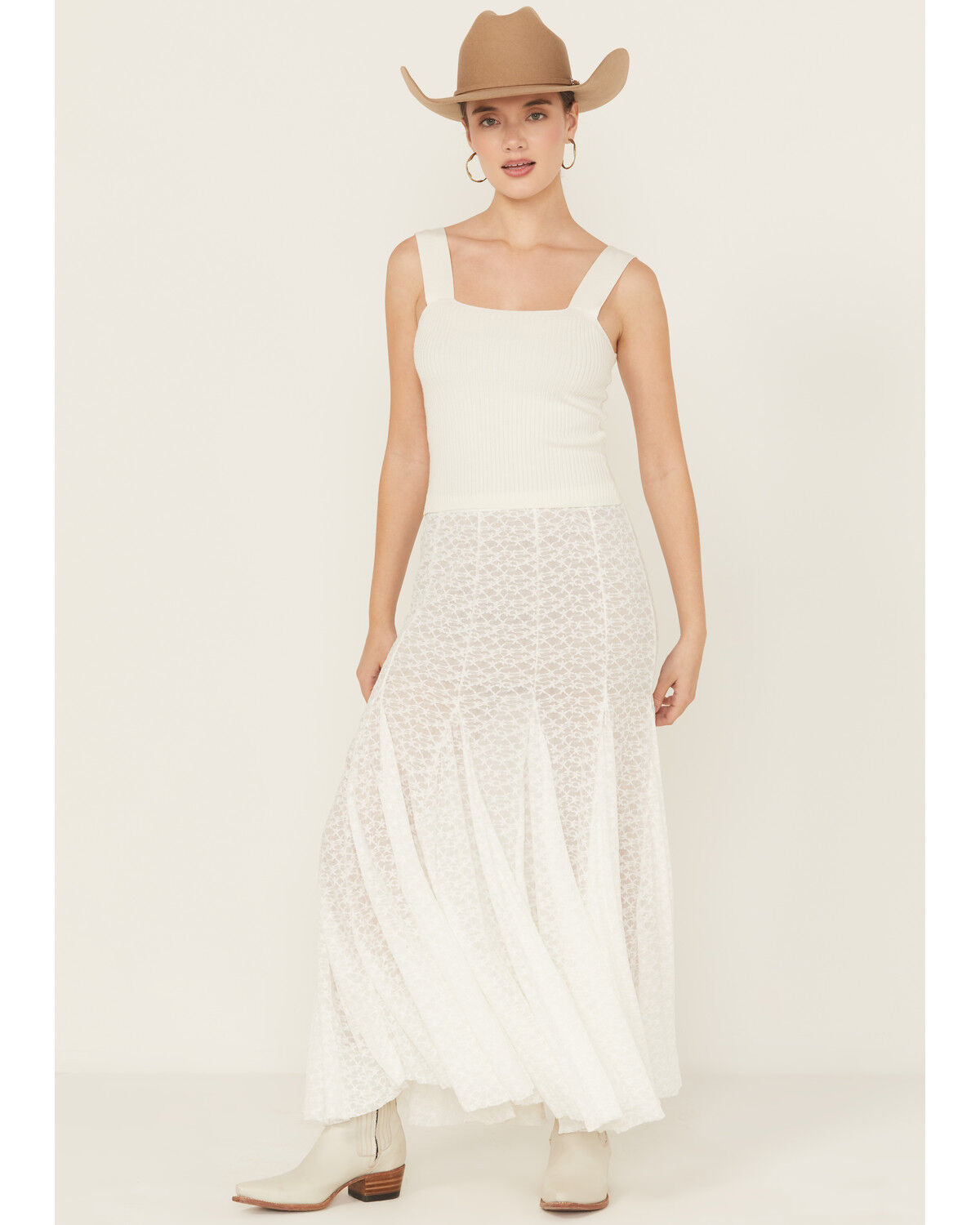 Free People Women's Kiss Kiss Lace Slip Maxi Skirt