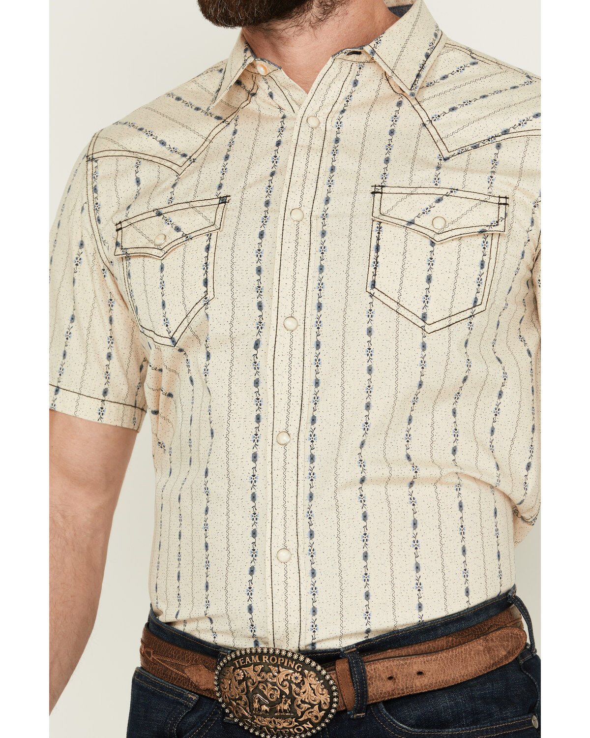 Cody James Men's Snake Den Striped Short Sleeve Snap Western Shirt