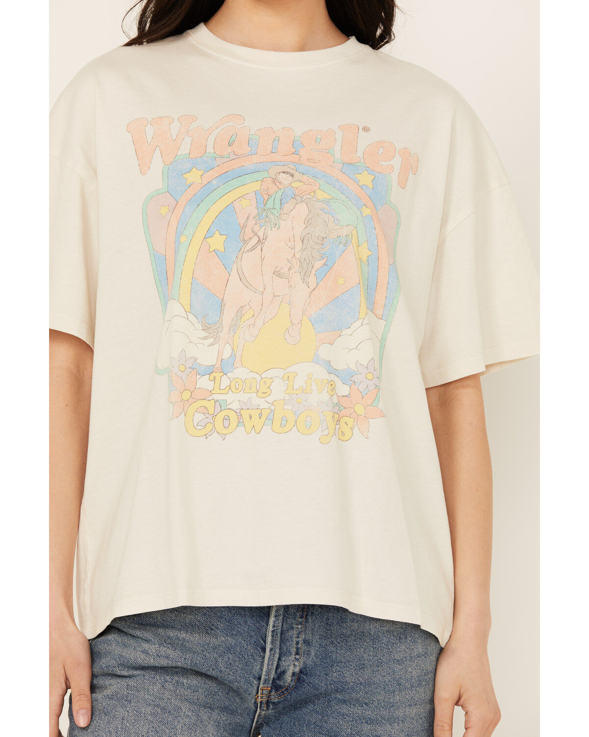 Wrangler Women's Long Live Cowboys Short Sleeve Graphic Tee