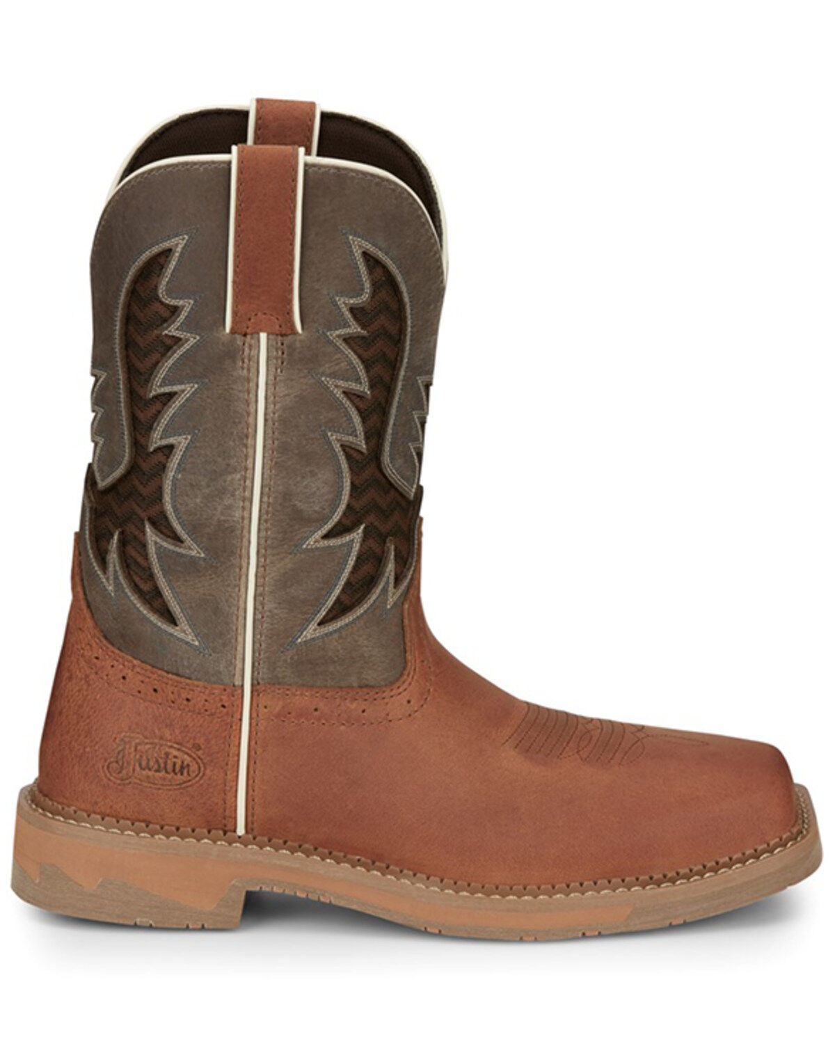 Justin Men's Bolt Redwood Pull On Soft Work Boots - Square Toe