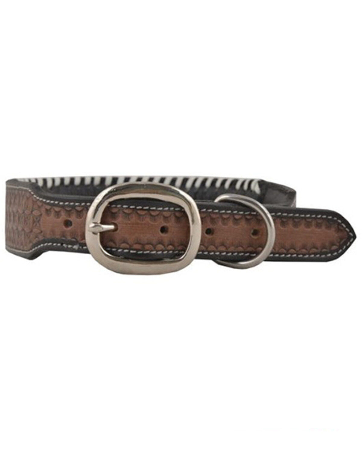 Myra Bag Daisy Hand Tooled Leather Dog Collar