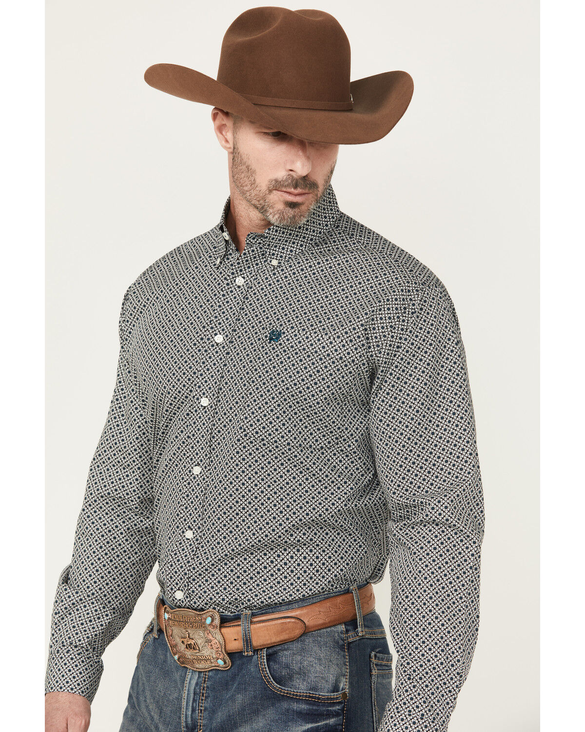 Cinch Men's Medallion Print Long Sleeve Button-Down Western Shirt