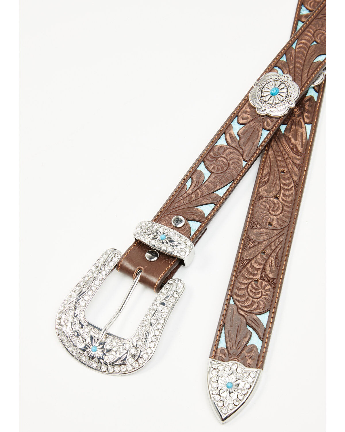 Shyanne Women's Underlay Concho Studded Tooled Belt
