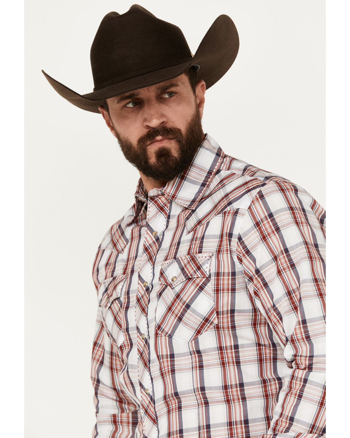 Wrangler Men's Plaid Print Long Sleeve Snap Western Shirt