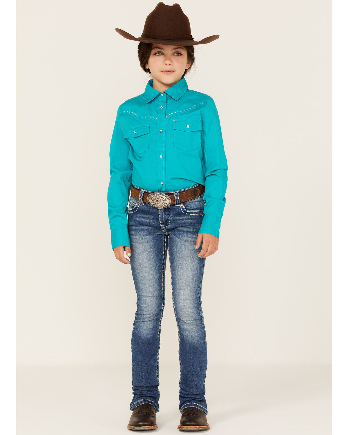 Shyanne Girls' Rhinestone Long Sleeve Western Button Down Shirt