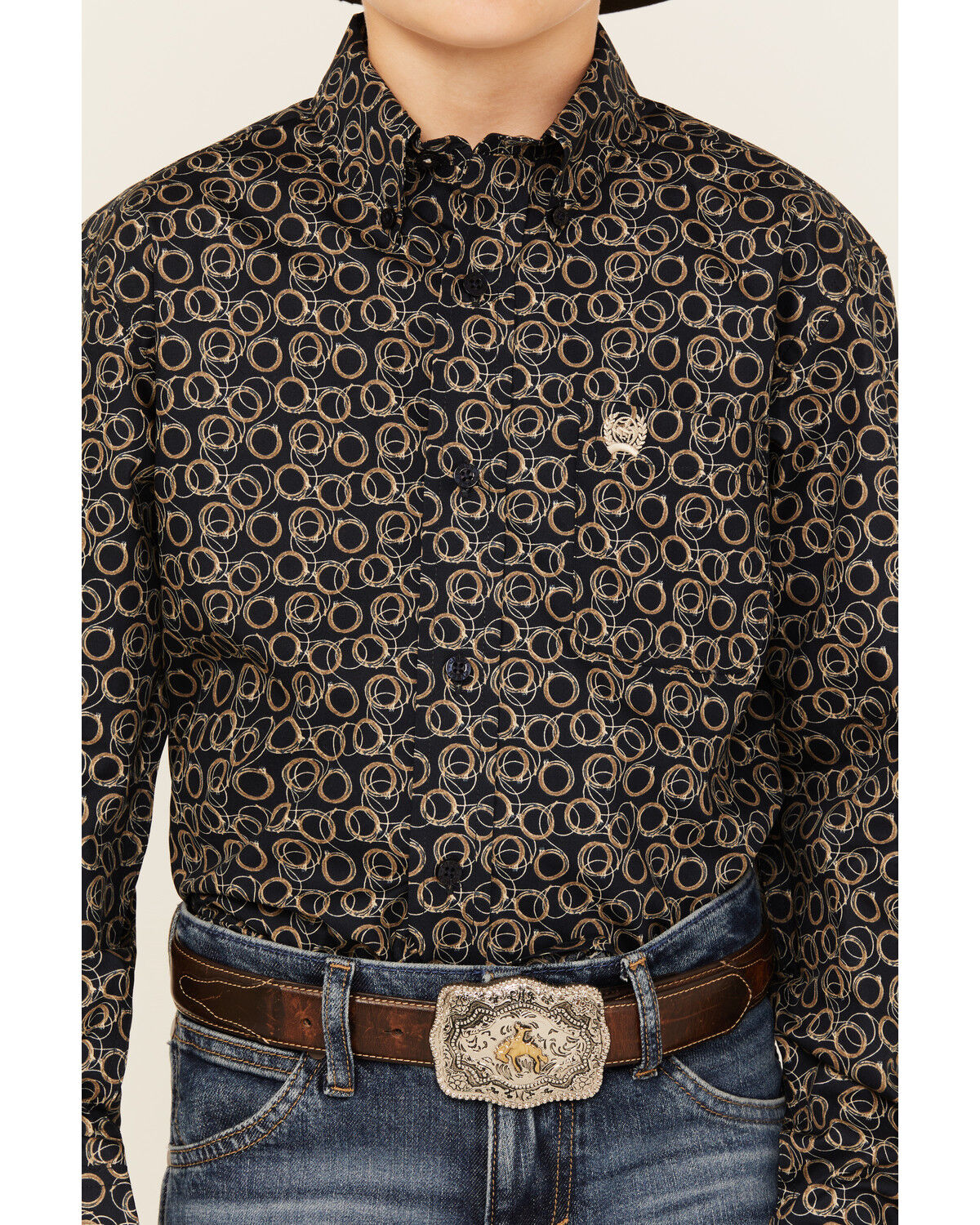 Cinch Boys' Geo Print Long Sleeve Button-Down Western Shirt