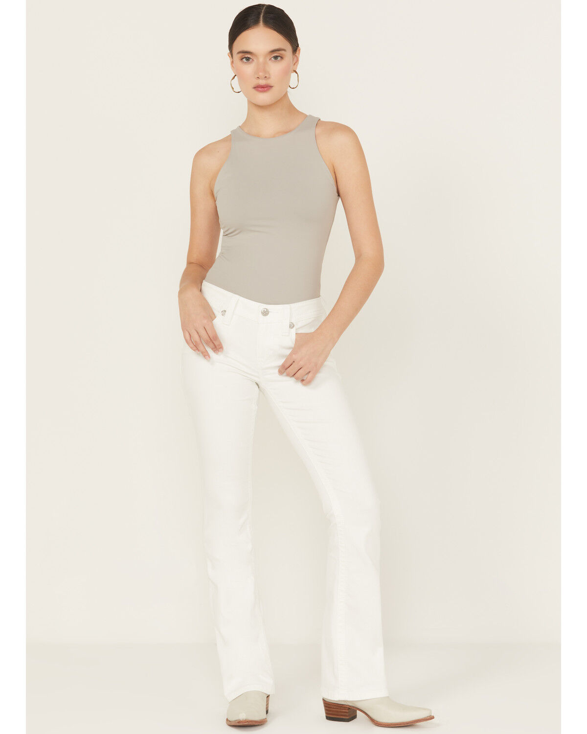 Miss Me Women's Mid Rise Wing Pocket Bootcut Stretch Denim Jeans