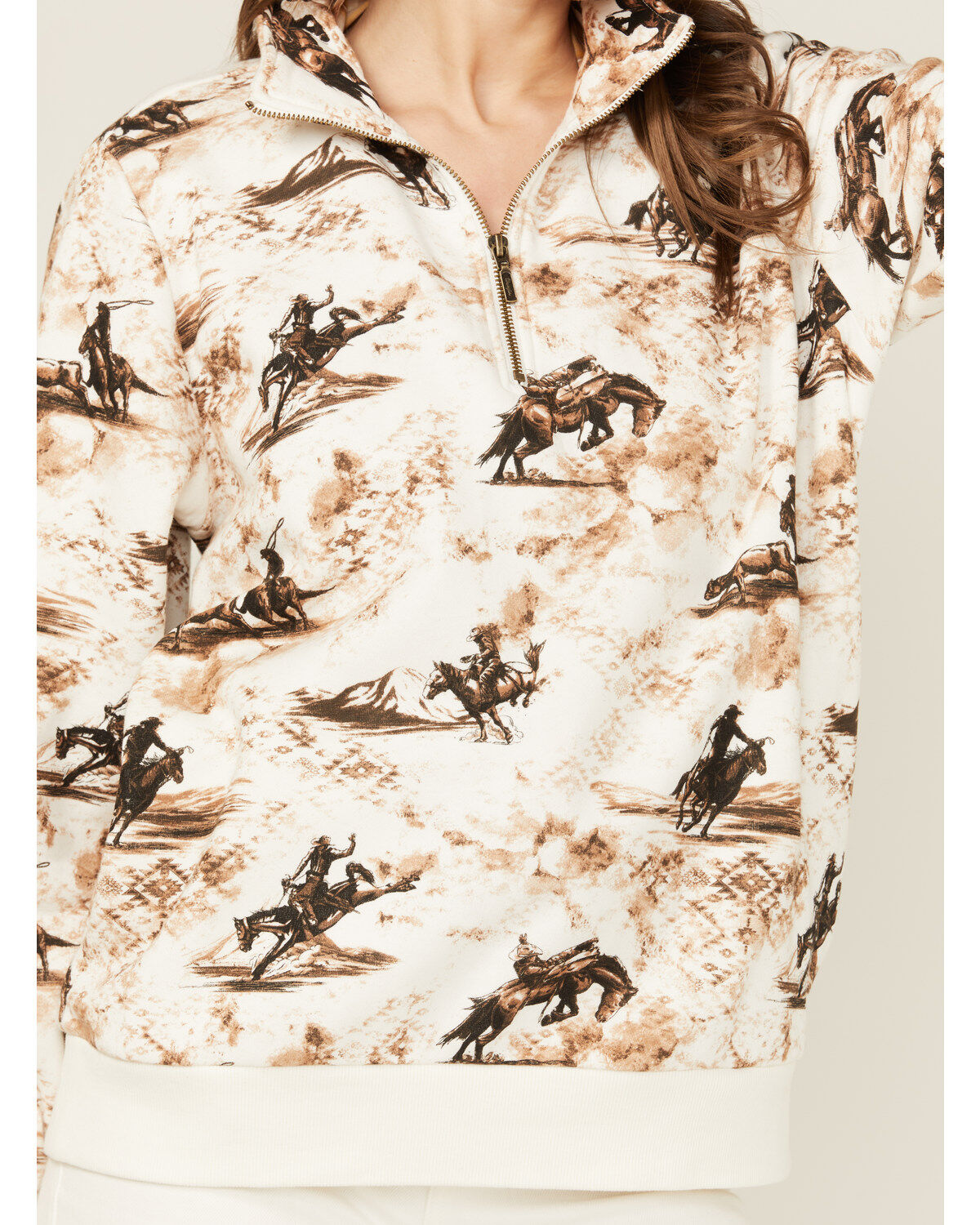 Wrangler Retro Women's Bronco Print 1/2 Zip Pullover