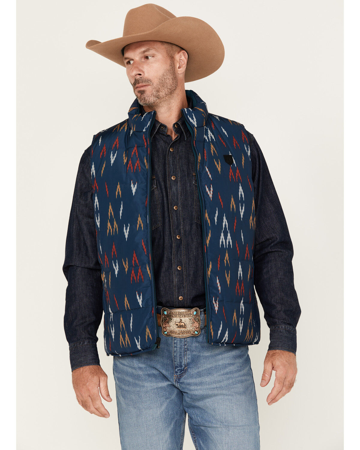 RANK 45® Men's Men's Spaced Geo Print Reversible Puffer Vest