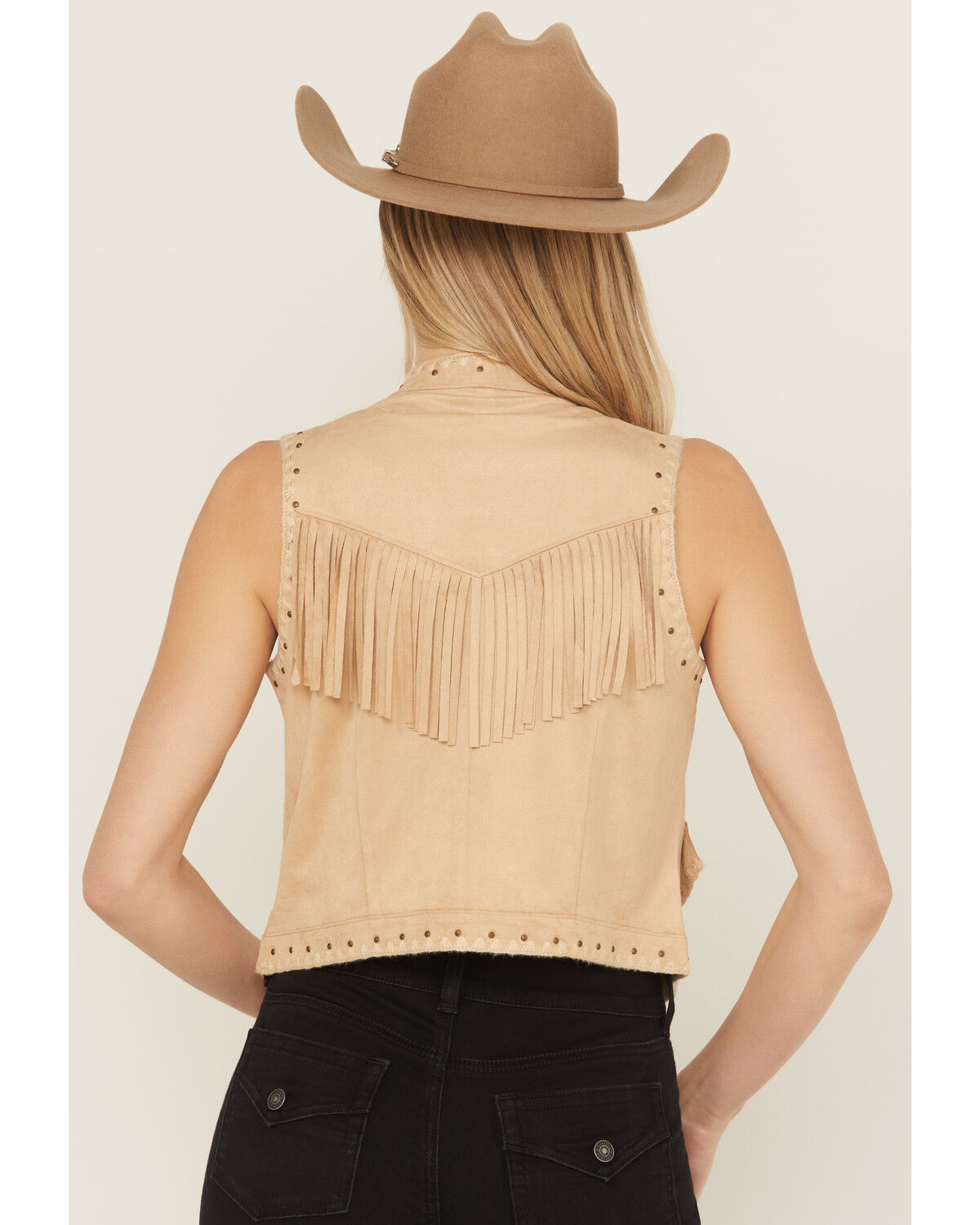 Shyanne Women's Faux Suede Whipstitch Fringe Vest