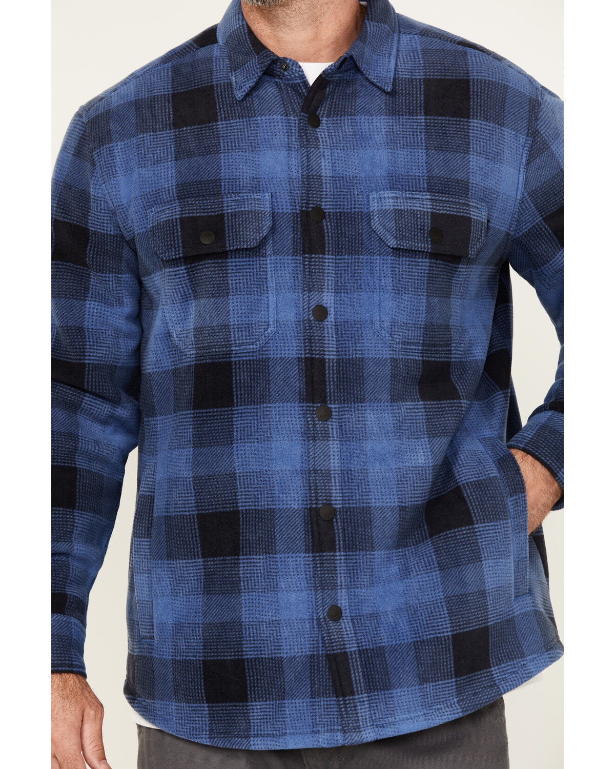 Hawx Men's Ainsley Plaid Print Long Sleeve Snap Polar Fleece Shirt Jacket