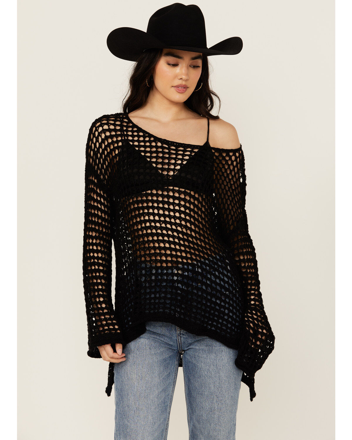 POL Women's Open Crochet Sweater