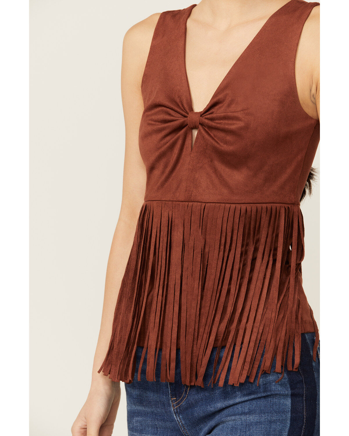 Idyllwind Women's Pennington Faux Suede Twisted Fringe Top