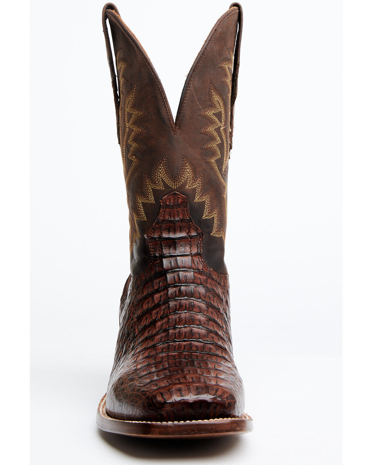 El Dorado Men's Handmade Caiman Back Brass Stockman Boots - Broad Square Toe