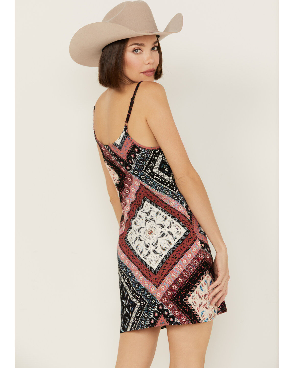 Shyanne Women's Patchwork Printed Sleeveless Mini Slip Dress