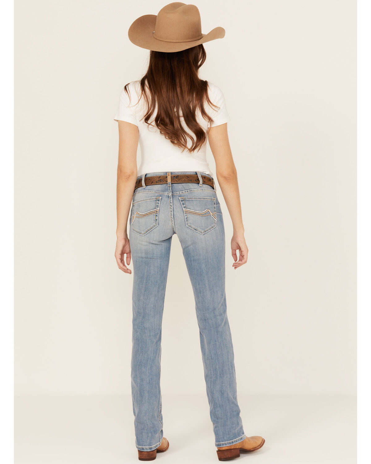 Ariat Women's Mallory Medium Wash Mid Rise Straight Stretch Denim Jeans