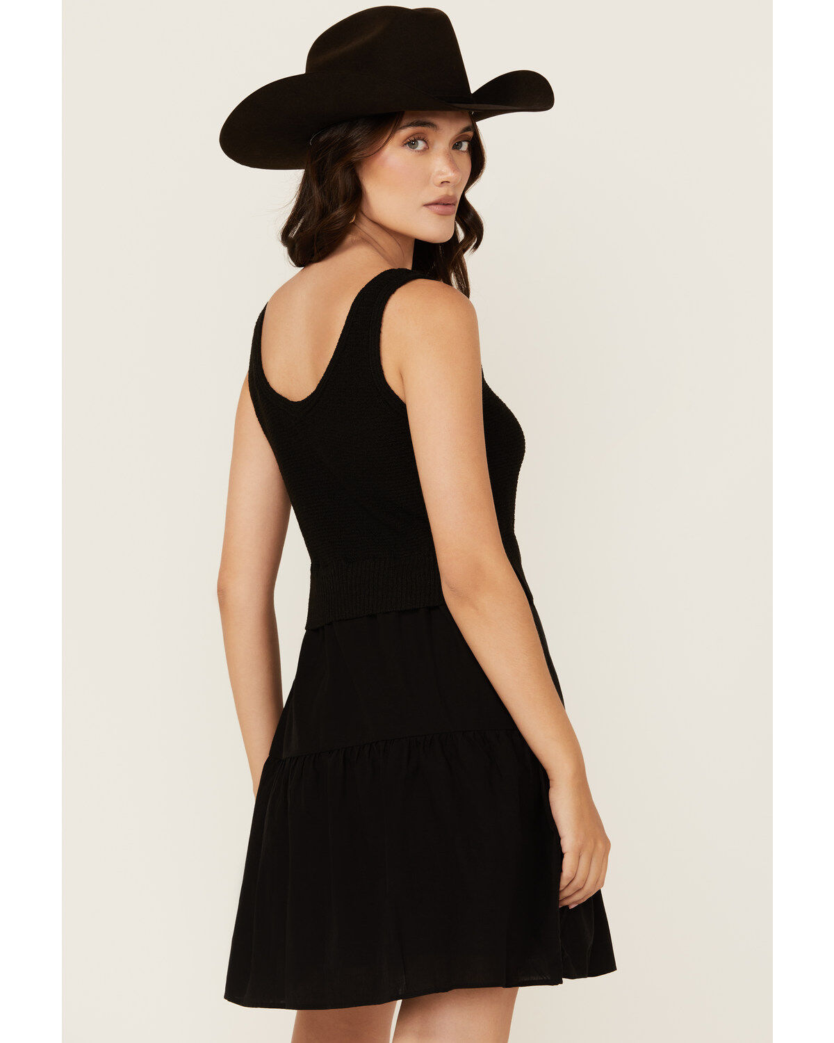 Revel Women's Knit Bodice Tiered Short Mini Dress