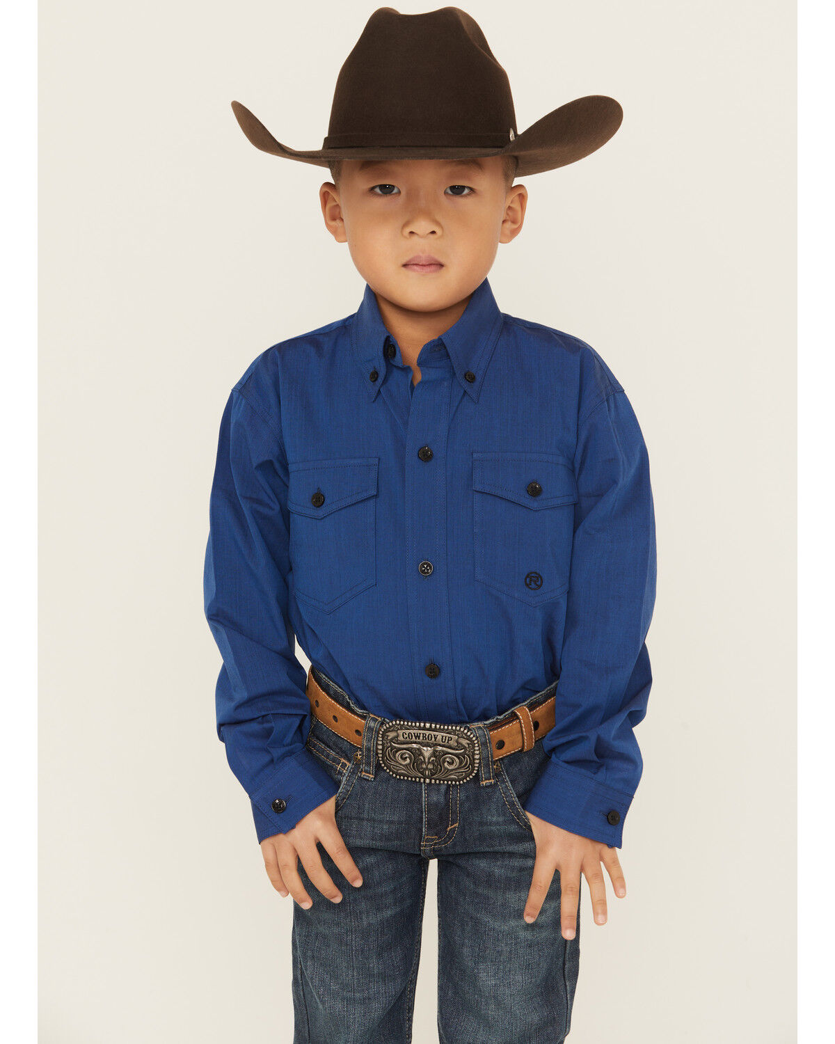 Roper Boys' Solid Long Sleeve Button-Down Western Shirt