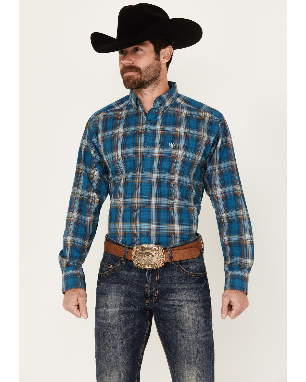 Ariat Men's Geron Plaid Print Long Sleeve Button-Down Western Shirt