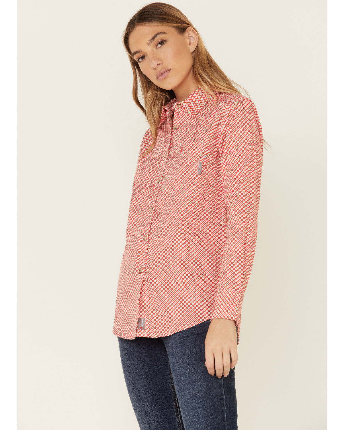 Ariat Women's Boot Barn Exclusive FR Sofia Geo Print Long Sleeve Button Down Work Shirt