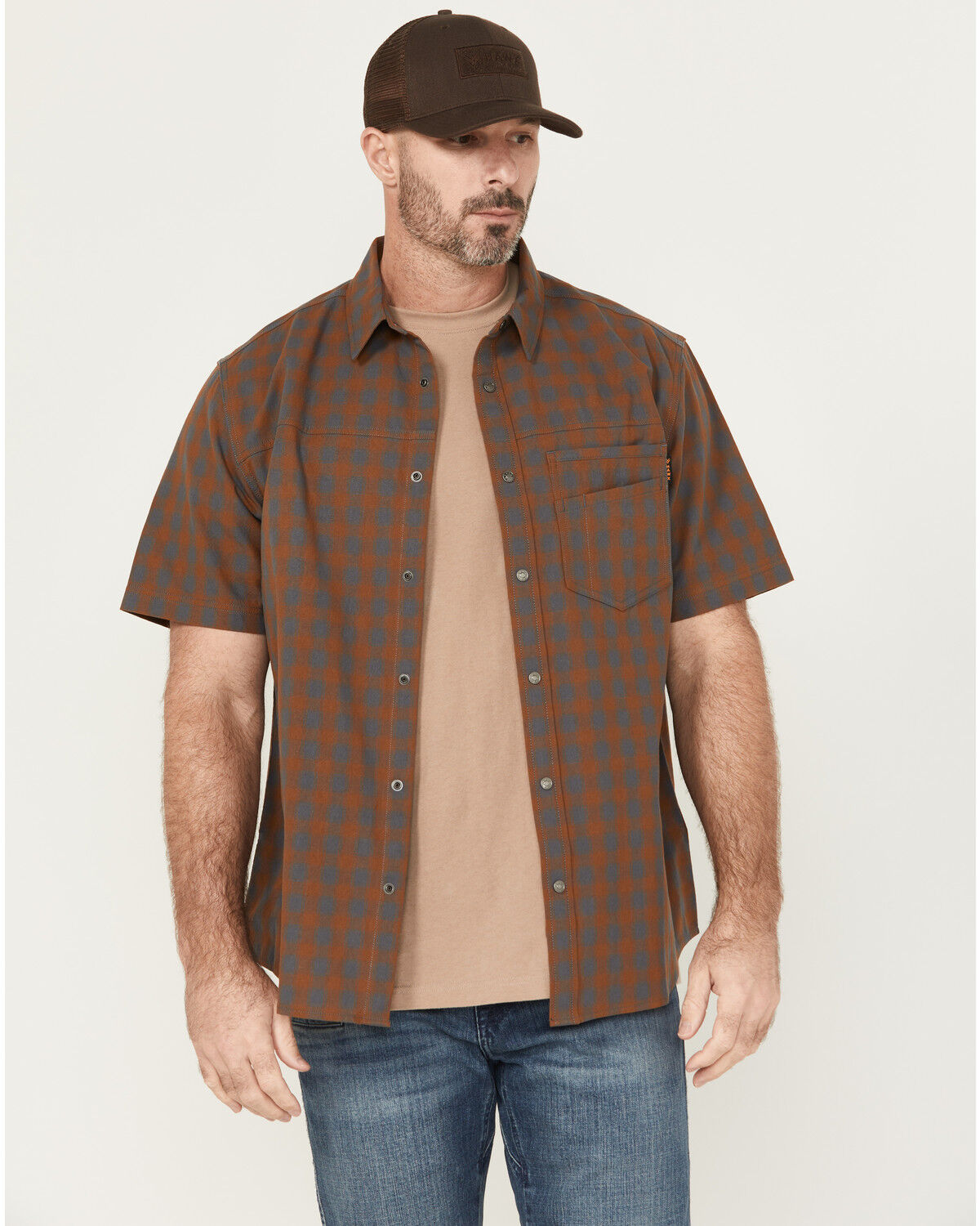 Hawx Men's Tanaka Plaid Print Short Sleeve Button-Down Shirt