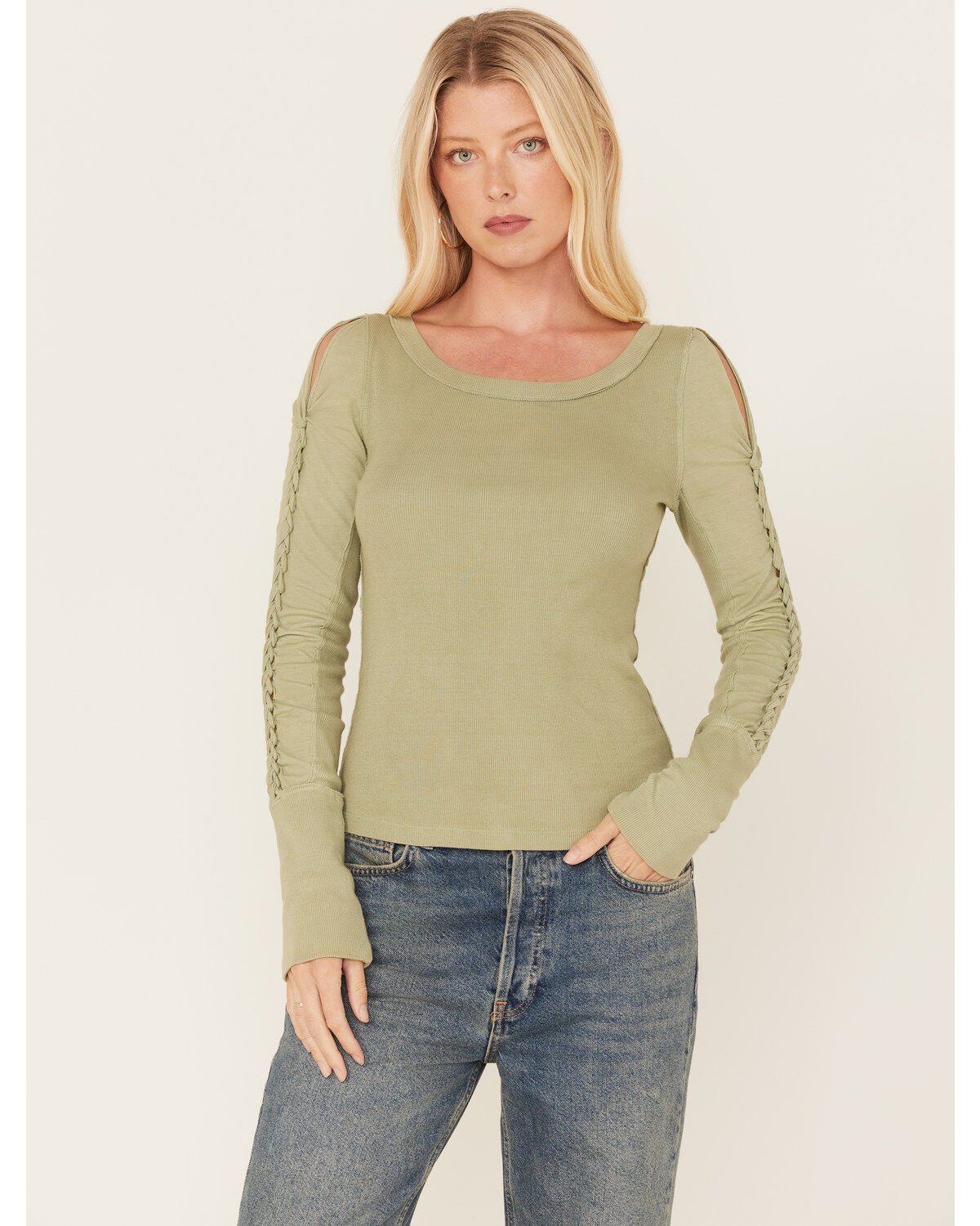 Free People Women's Daisy Chain Cuff Knit Long Sleeve Top