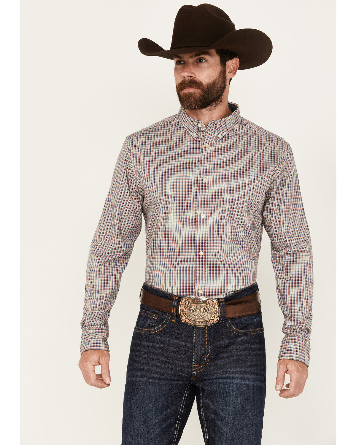Cody James Men's Rowdy Plaid Print Long Sleeve Button-Down Western Shirt - Big