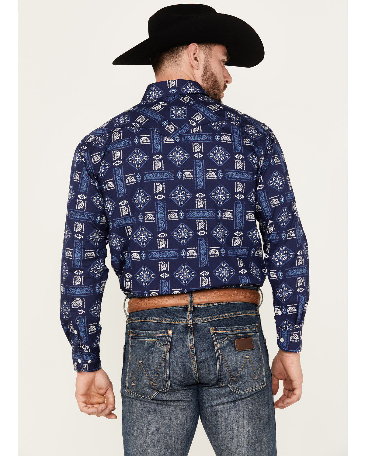 Rough Stock by Panhandle Men's Bandana Southwestern Long Sleeve Snap Western Shirt