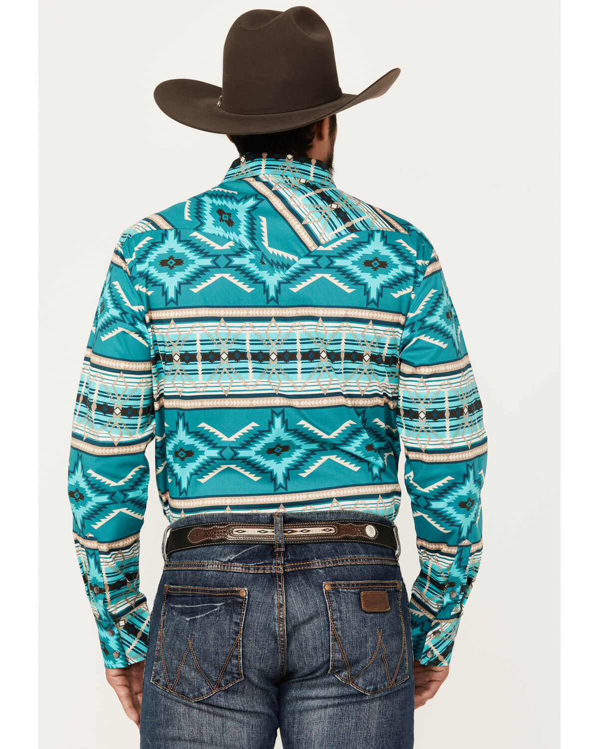 Rock & Roll Denim Men's Southwestern Print Long Sleeve Snap Stretch Western Shirt