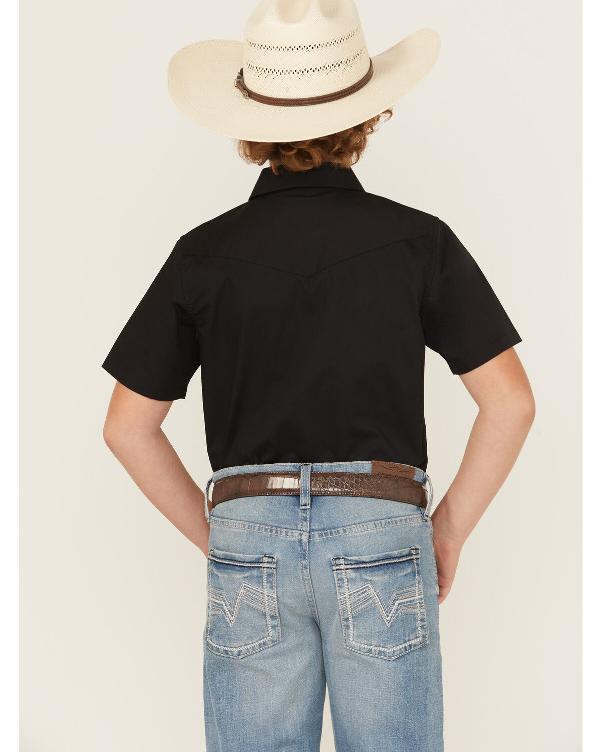 Gibson Trading Co Boys' Solid Short Sleeve Snap Stretch Western Shirt