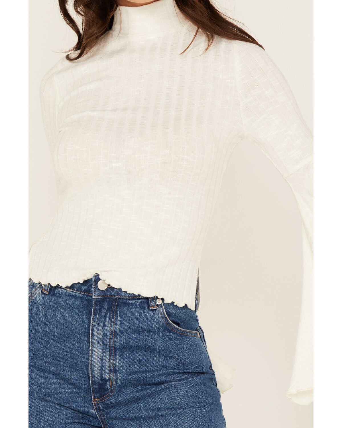 Shyanne Women's Mock Neck Long Bell Sleeve Top