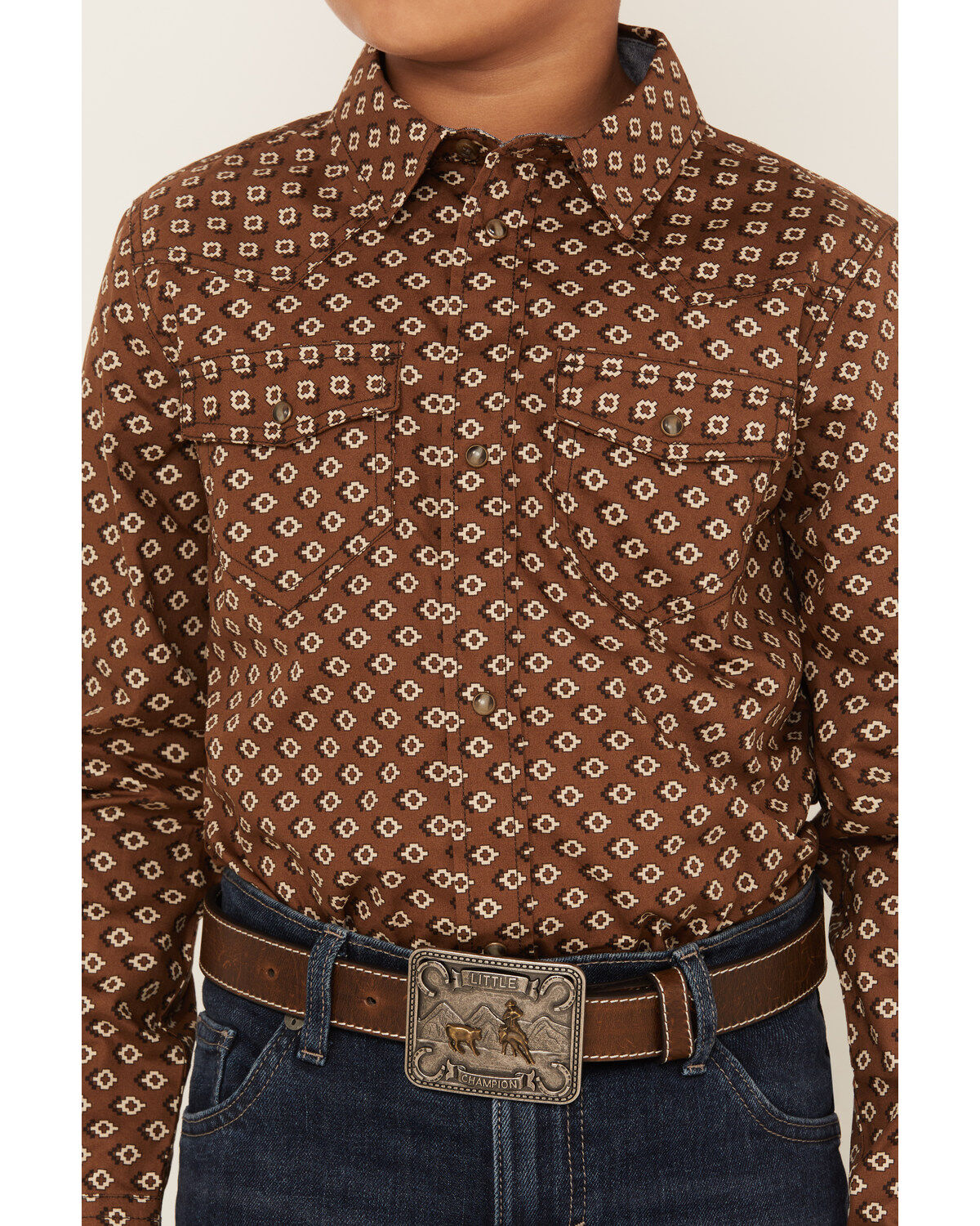 Cody James Boys' Rabbit Foot Southwestern Print Long Sleeve Snap Western Shirt