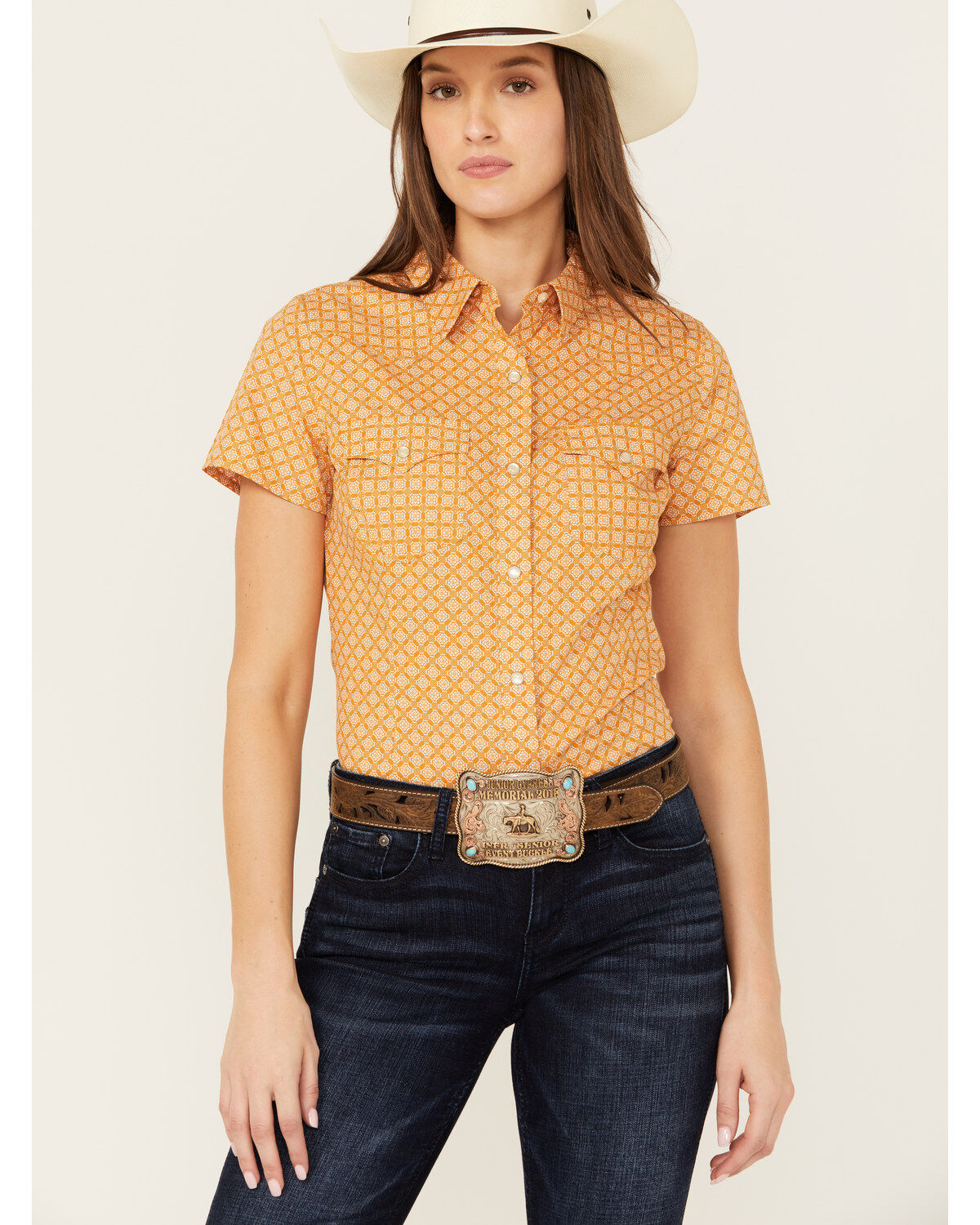 Wrangler Retro Women's Geo Print Short Sleeve Western Shirt