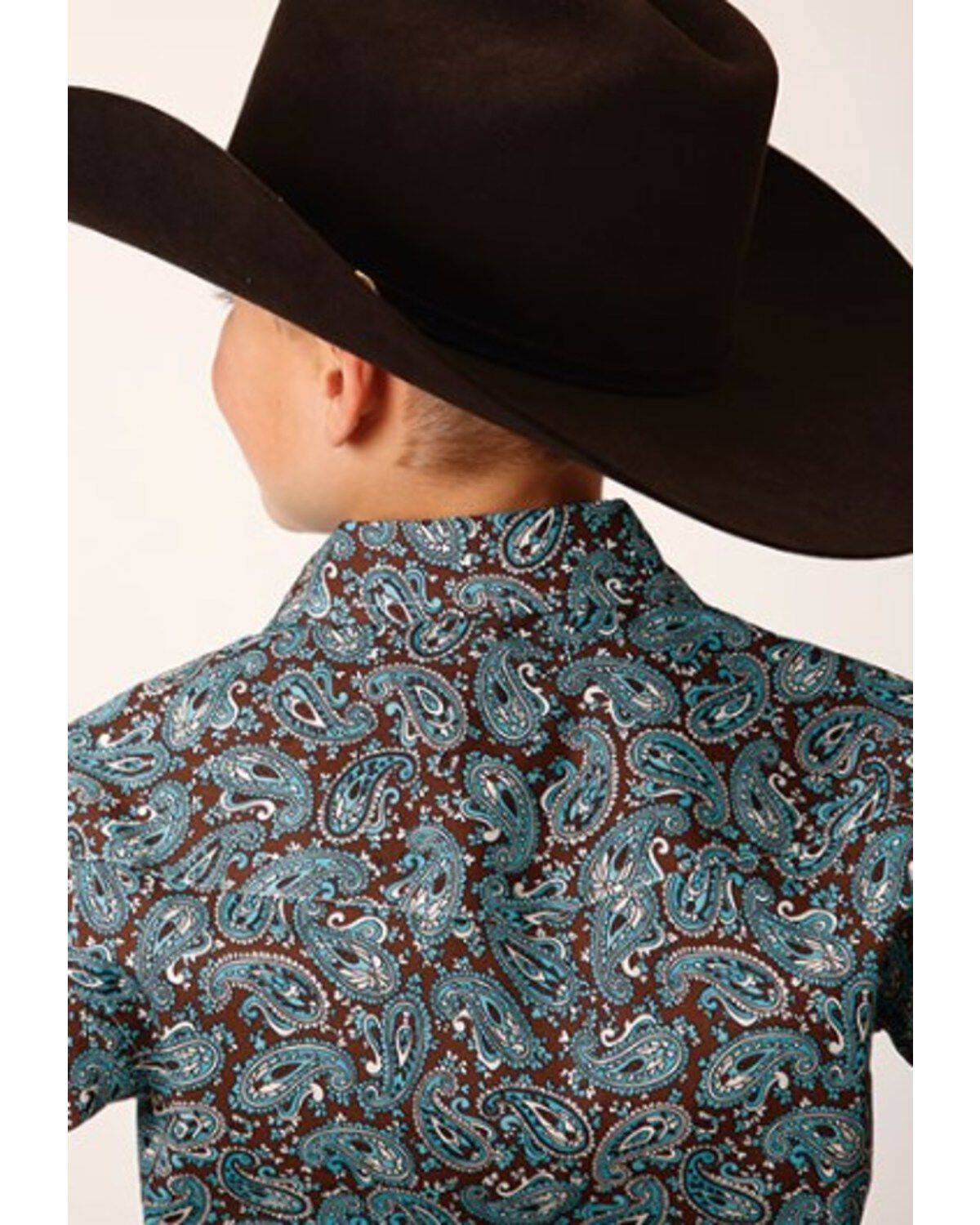 Roper Boys' Paisley Print Long Sleeve Pearl Snap Western Shirt