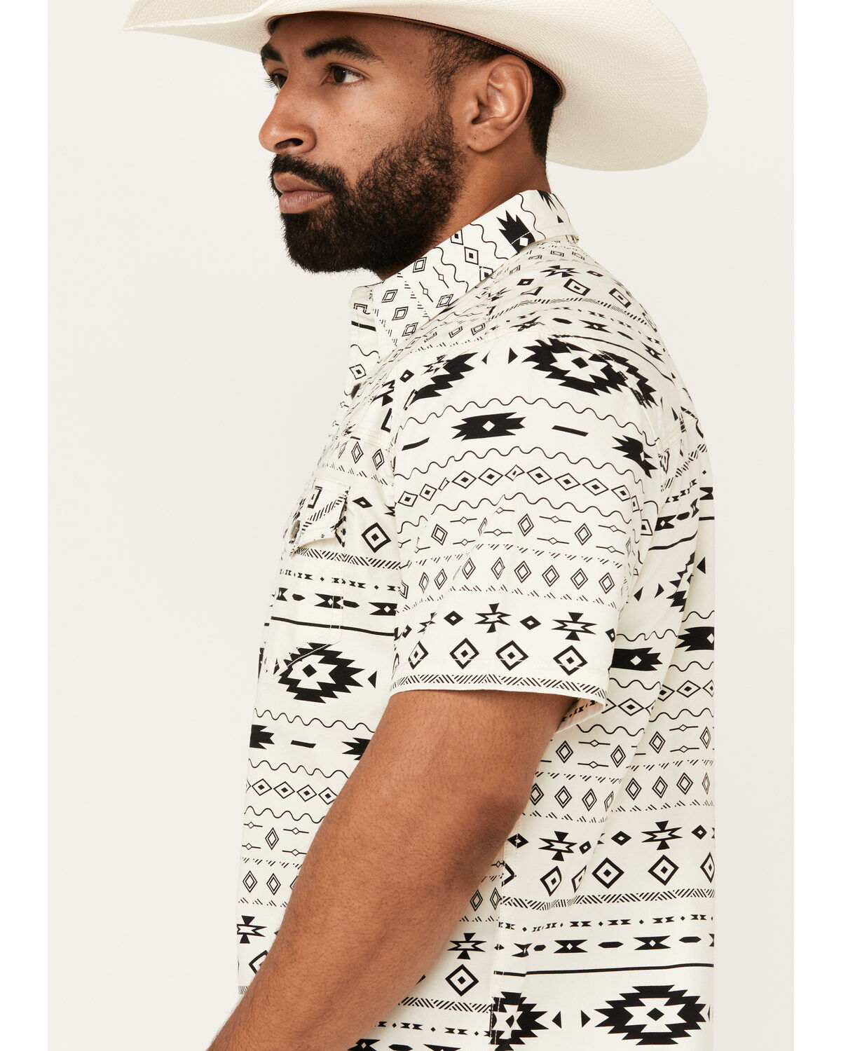 Moonshine Spirit Men's Dynamic Southwestern Striped Short Sleeve Snap Western Shirt