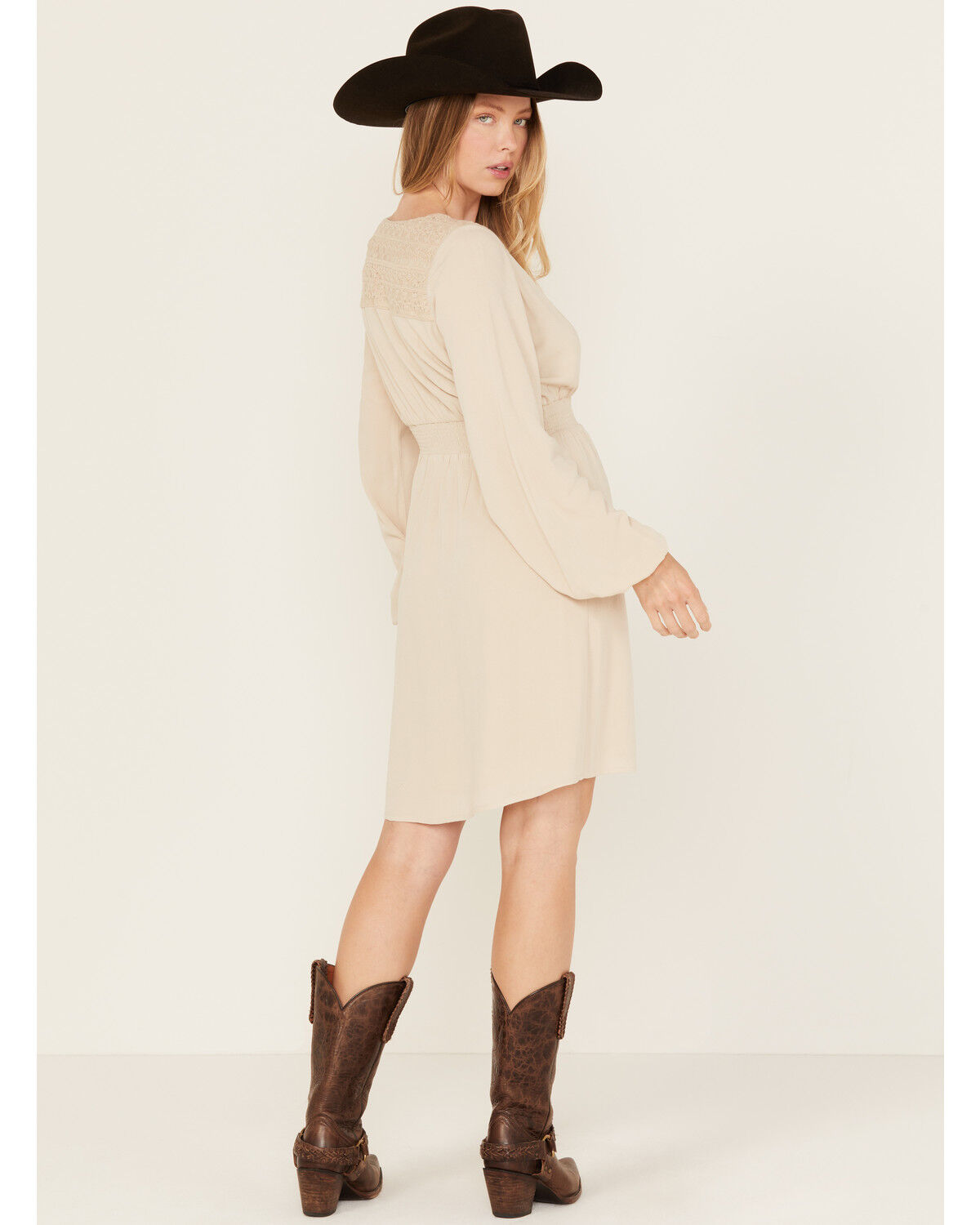 Shyanne Women's Lace Long Sleeve Button-Down Mini Dress