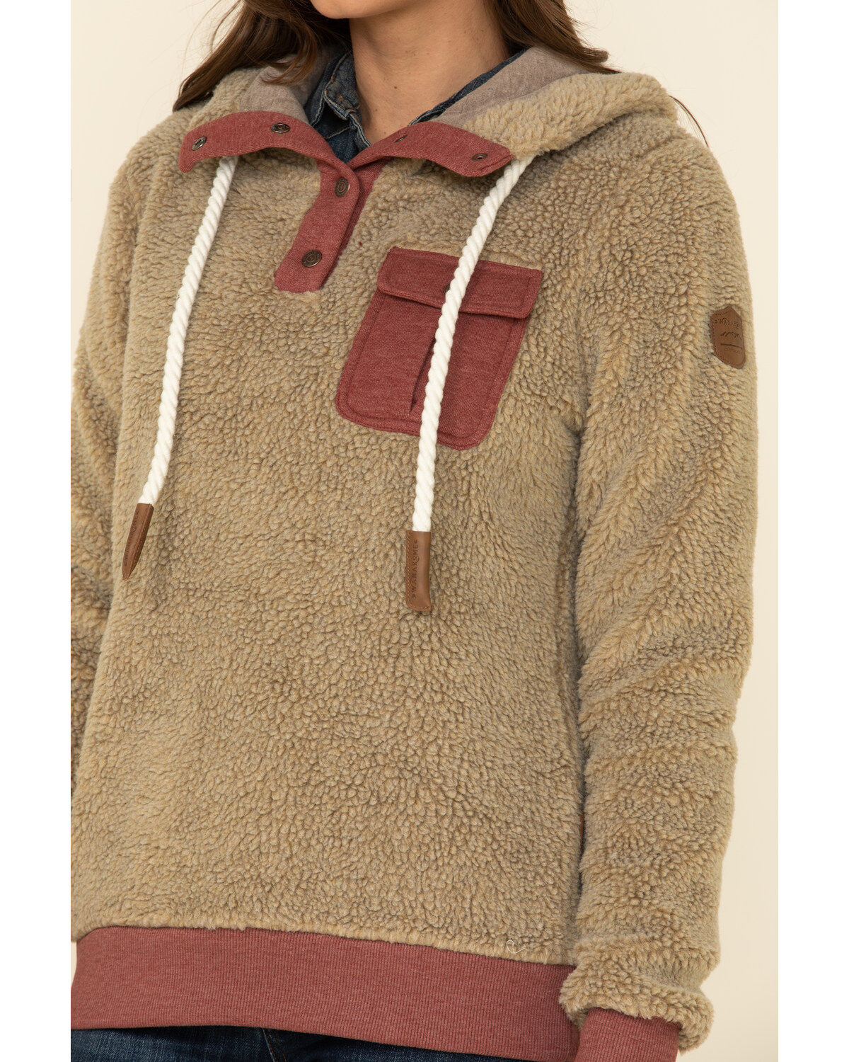 Wanakome Women's Fay Snap Neck Sherpa Hooded Pullover
