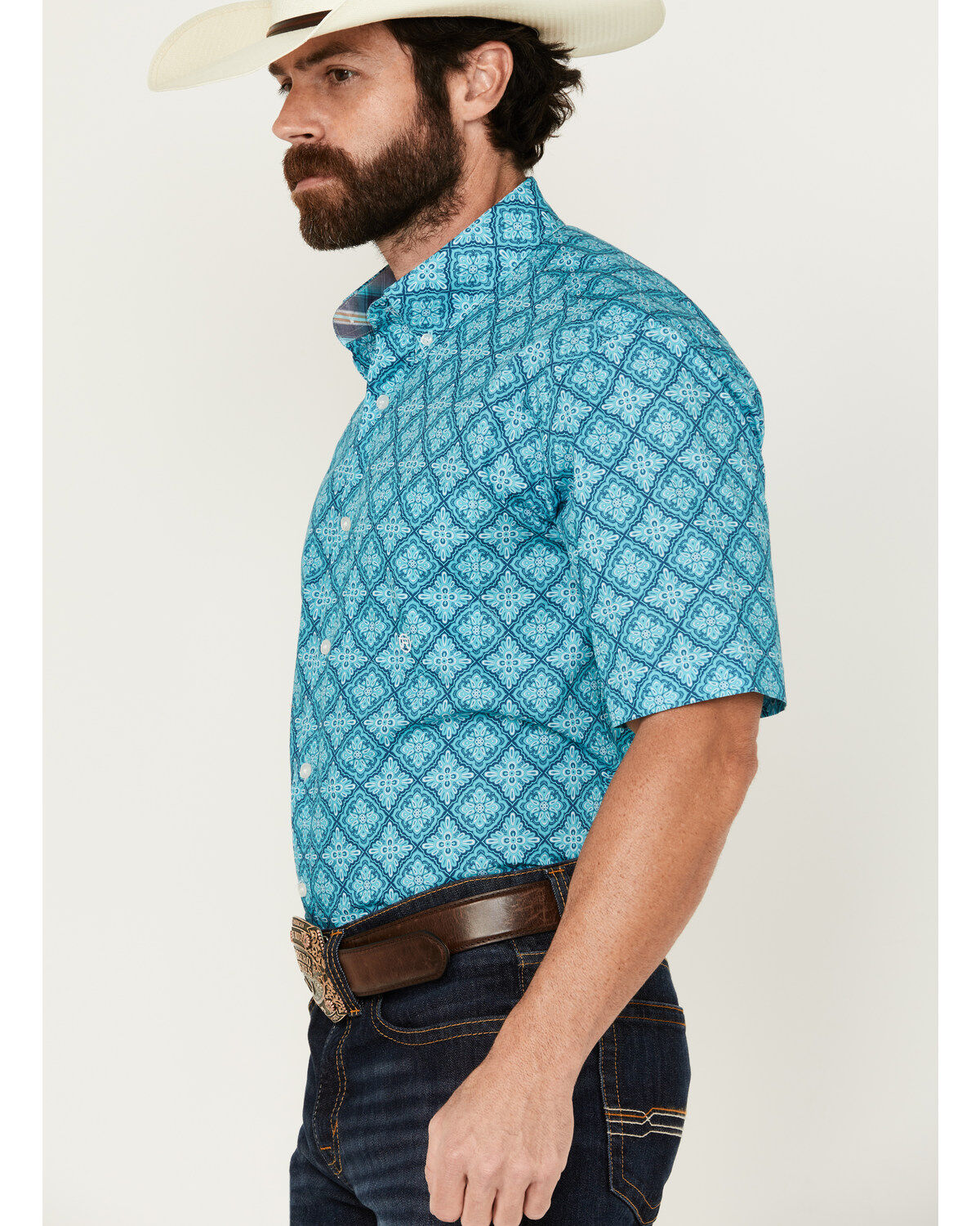 Roper Men's Amarillo Medallion Print Short Sleeve Button-Down Western Shirt