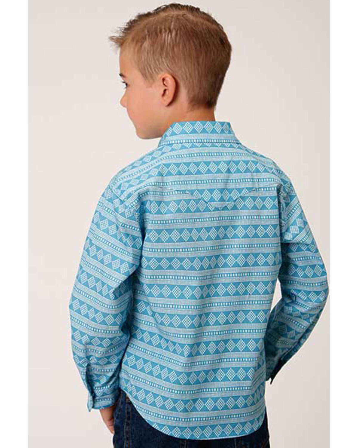 Roper Boys' Southwestern Print Long Sleeve Snap Western Shirt