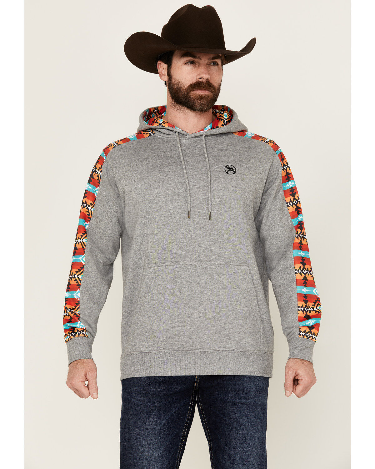 Hooey Men's Canyon Southwestern Sleeve Block Hooded Sweatshirt