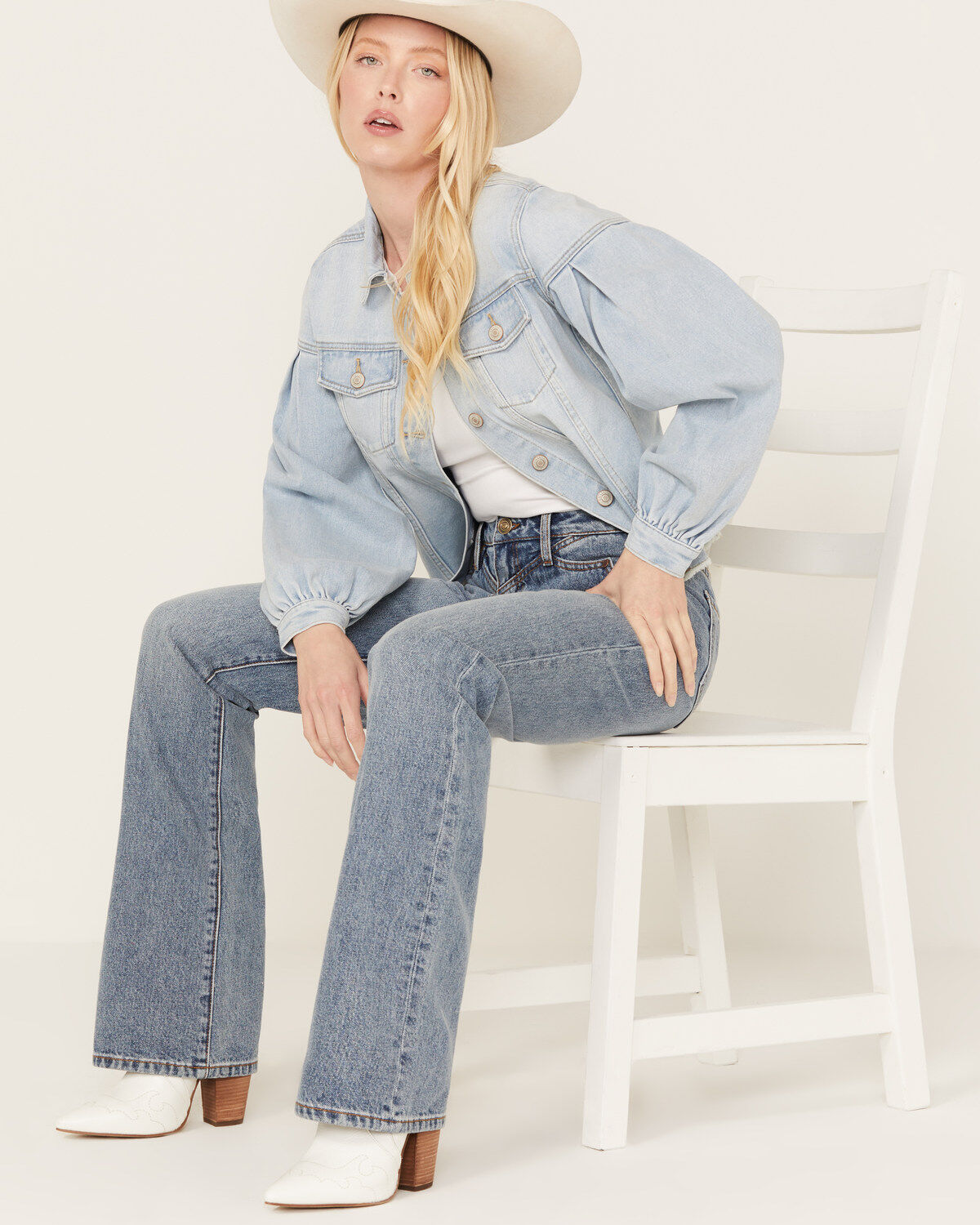 Shyanne Women's Denim Button-Down Fray Shacket