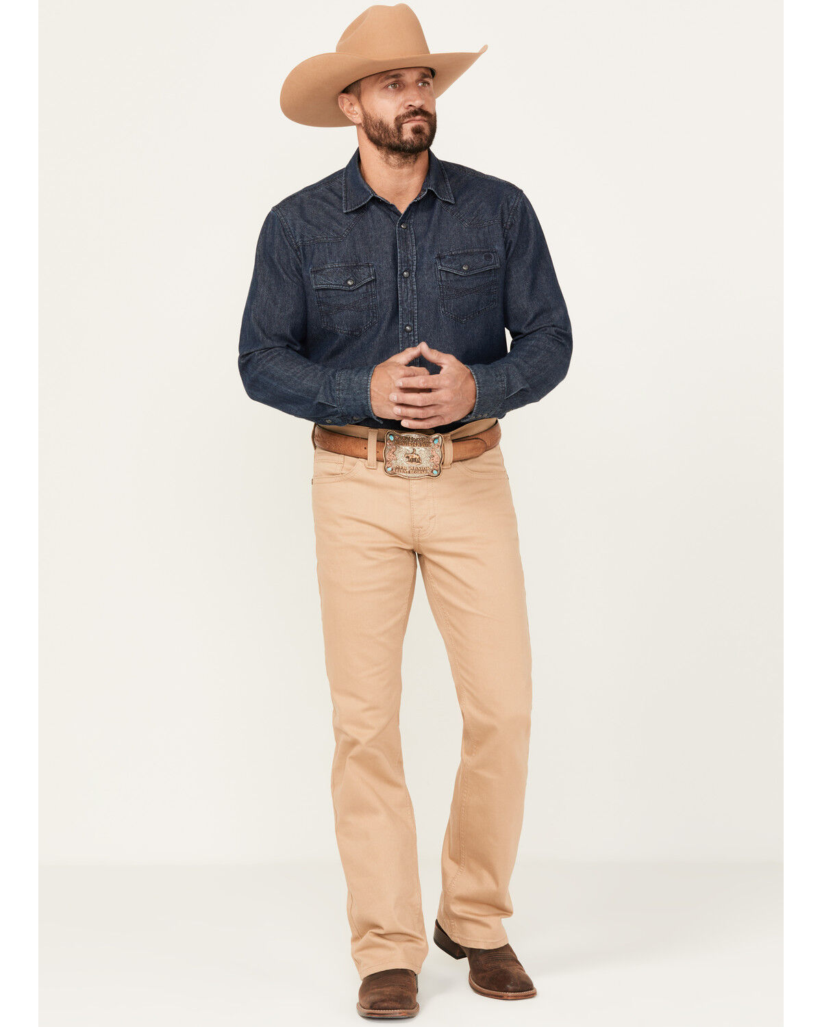 Cody James Men's Dalton Tan Slim Bootcut Stretch Denim Jeans