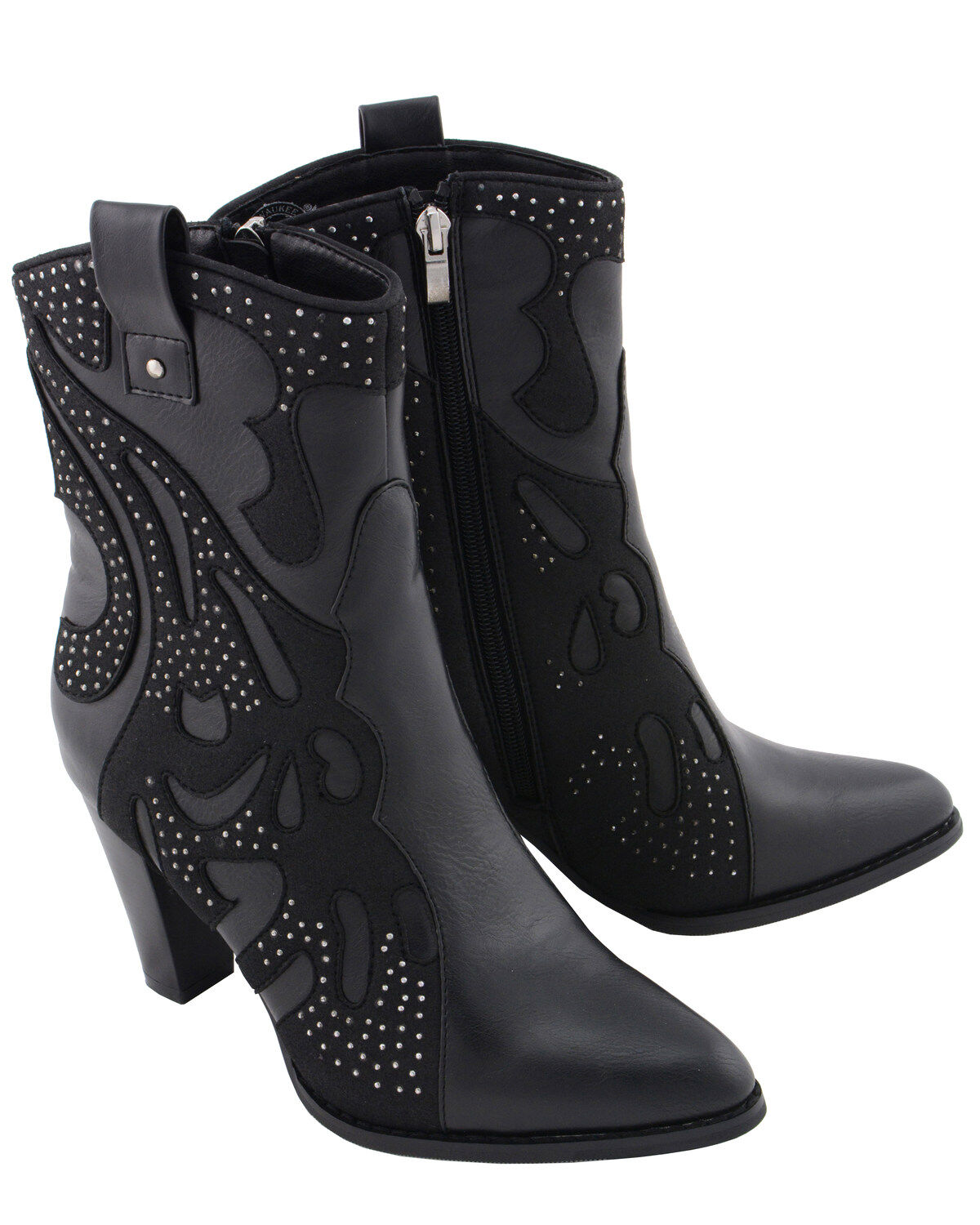 Milwaukee Leather Women's Studded Overlay Western Boots - Round Toe