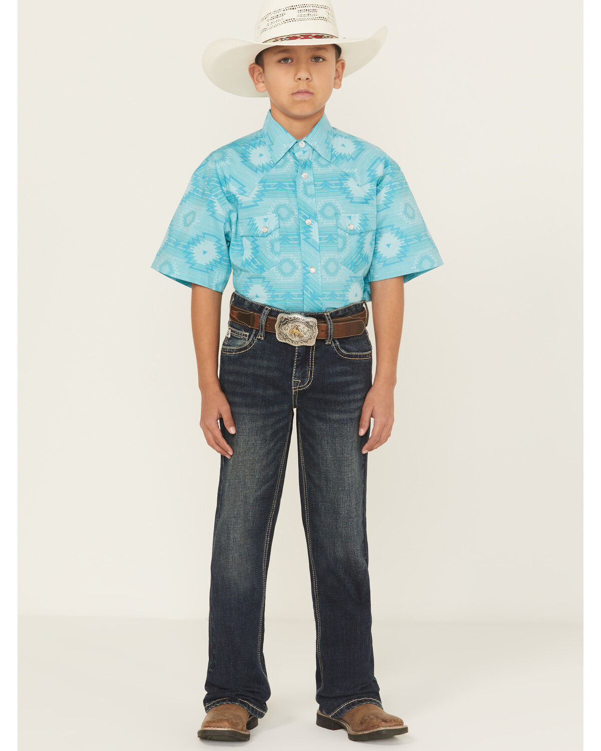 Hooey by Rock & Roll Denim Boys' Dark Wash Barbed Revolver Straight Stretch Denim Jeans