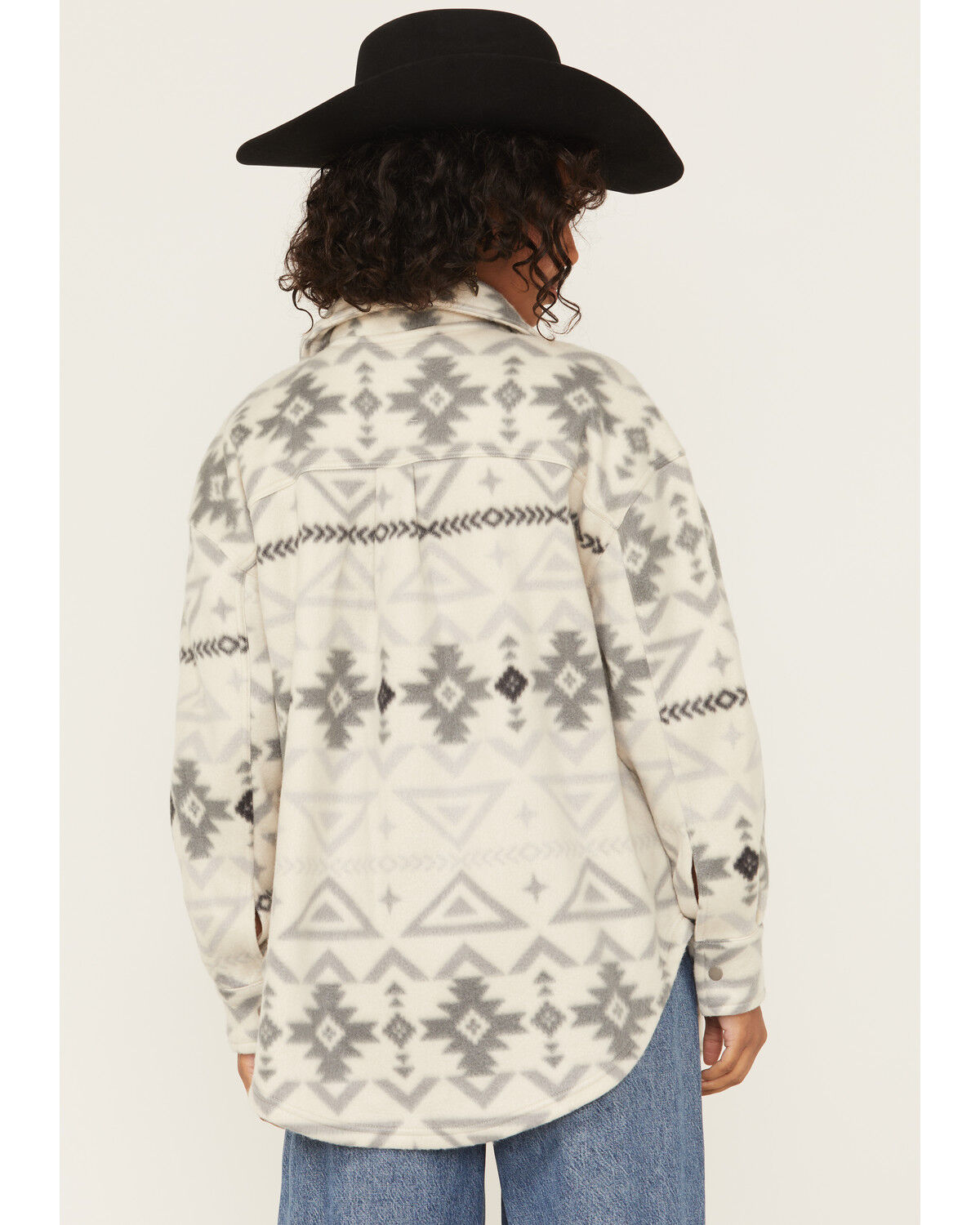Fornia Women's Southwestern Print Fleece Snap Shacket