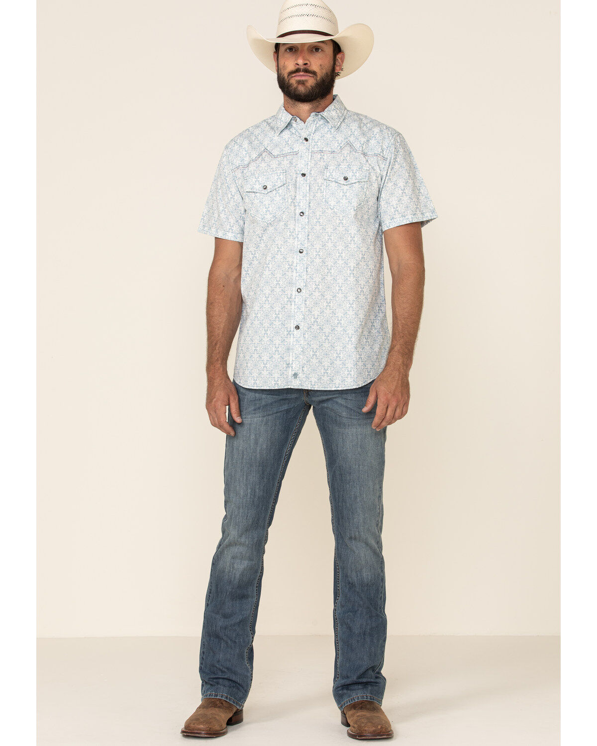 Moonshine Spirit Men's Taboo Med Print Short Sleeve Western Shirt
