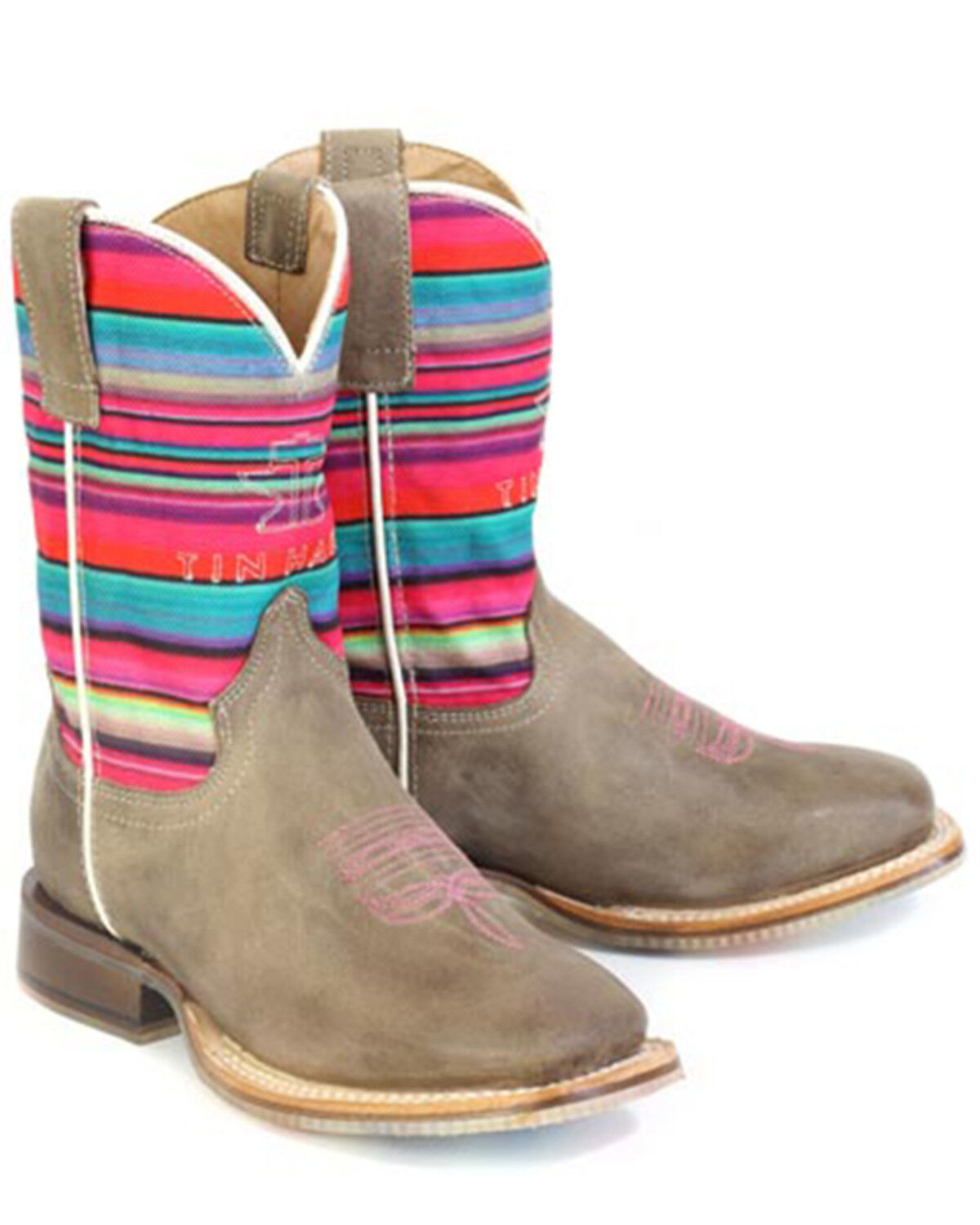 Tin Haul Girls' Happy Serape Striped Western Boots - Broad Square Toe
